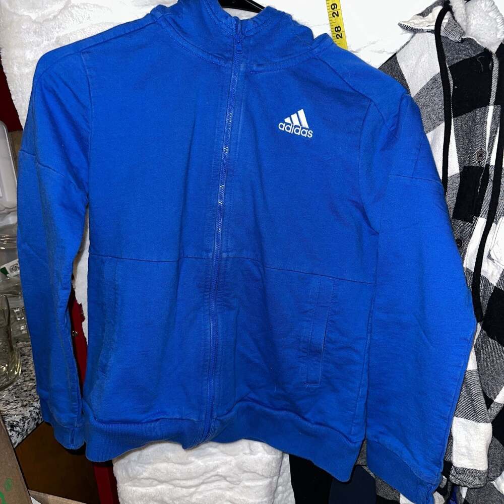 Adidas Full-Zip Hoodie, Royal Blue Sweatshirt, Size 10/12